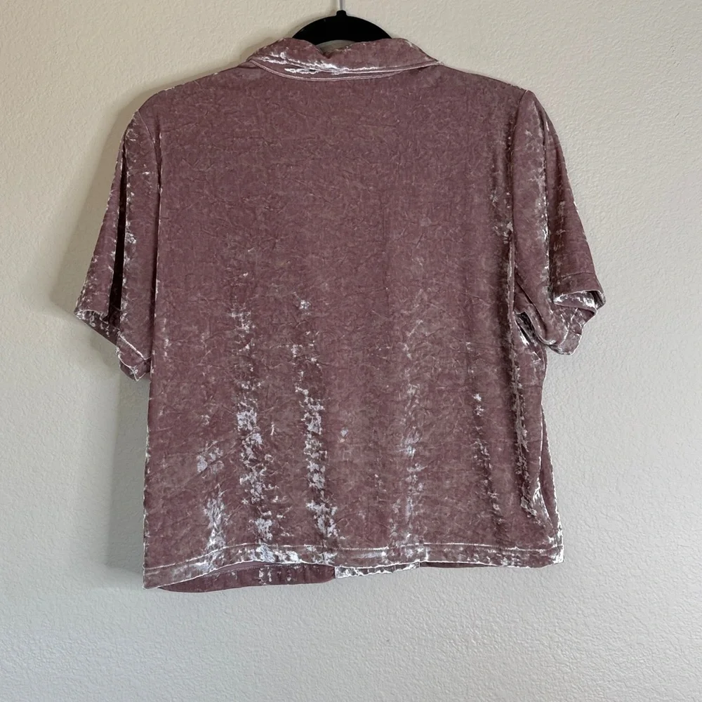 Marine Layer crushed velvet short sleeve blouse women’s medium blush EUC